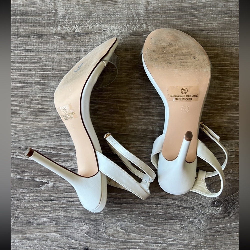 Eisley White Ankle Strap Heels Lulus Size 7.5 Stiletto Heel - Picture 7 of 9